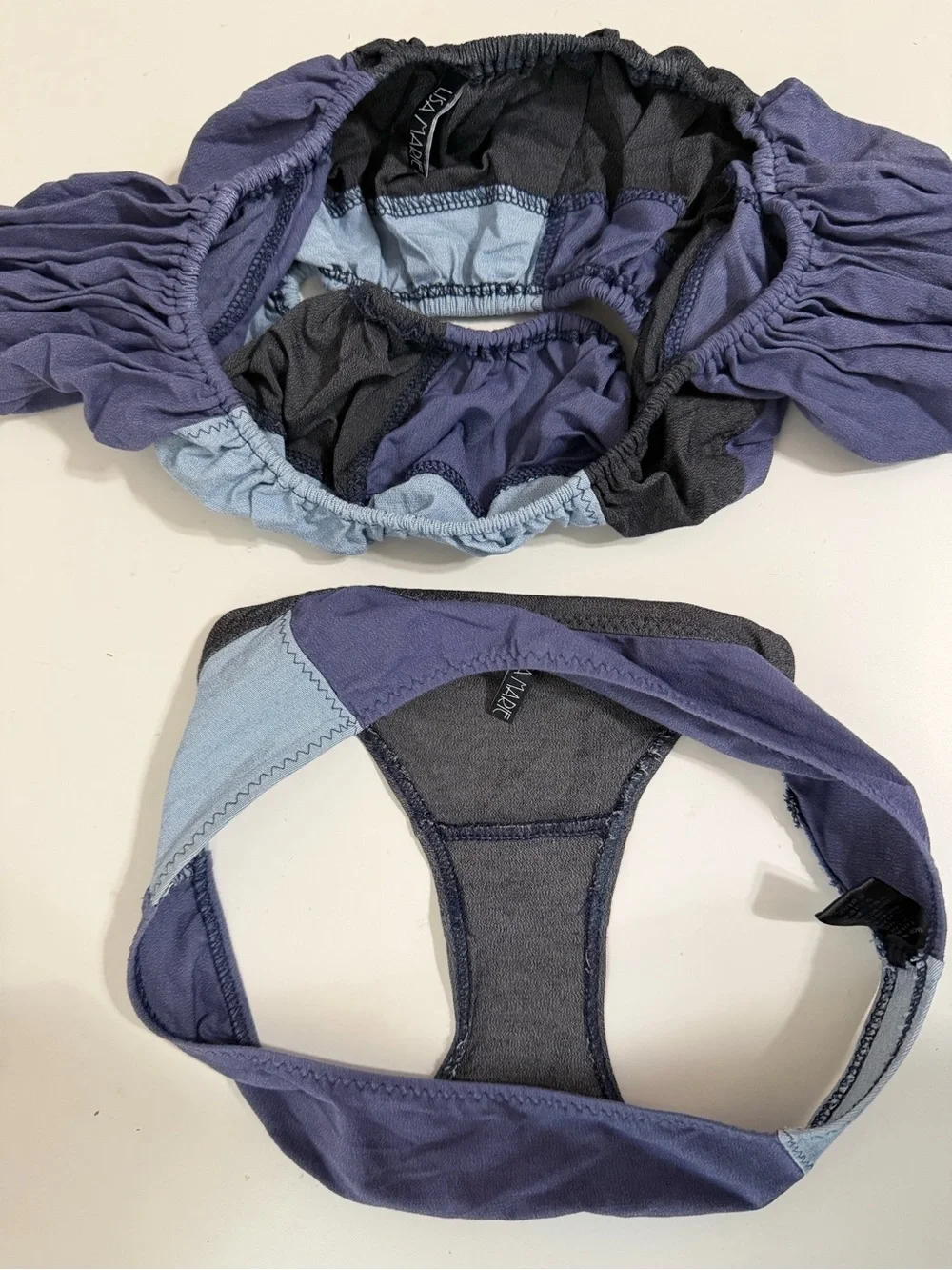 Lisa Marie Fernandez Bikini Set Women's XS Off Shoulder Color Block Blue Gray - Picture 9 of 13